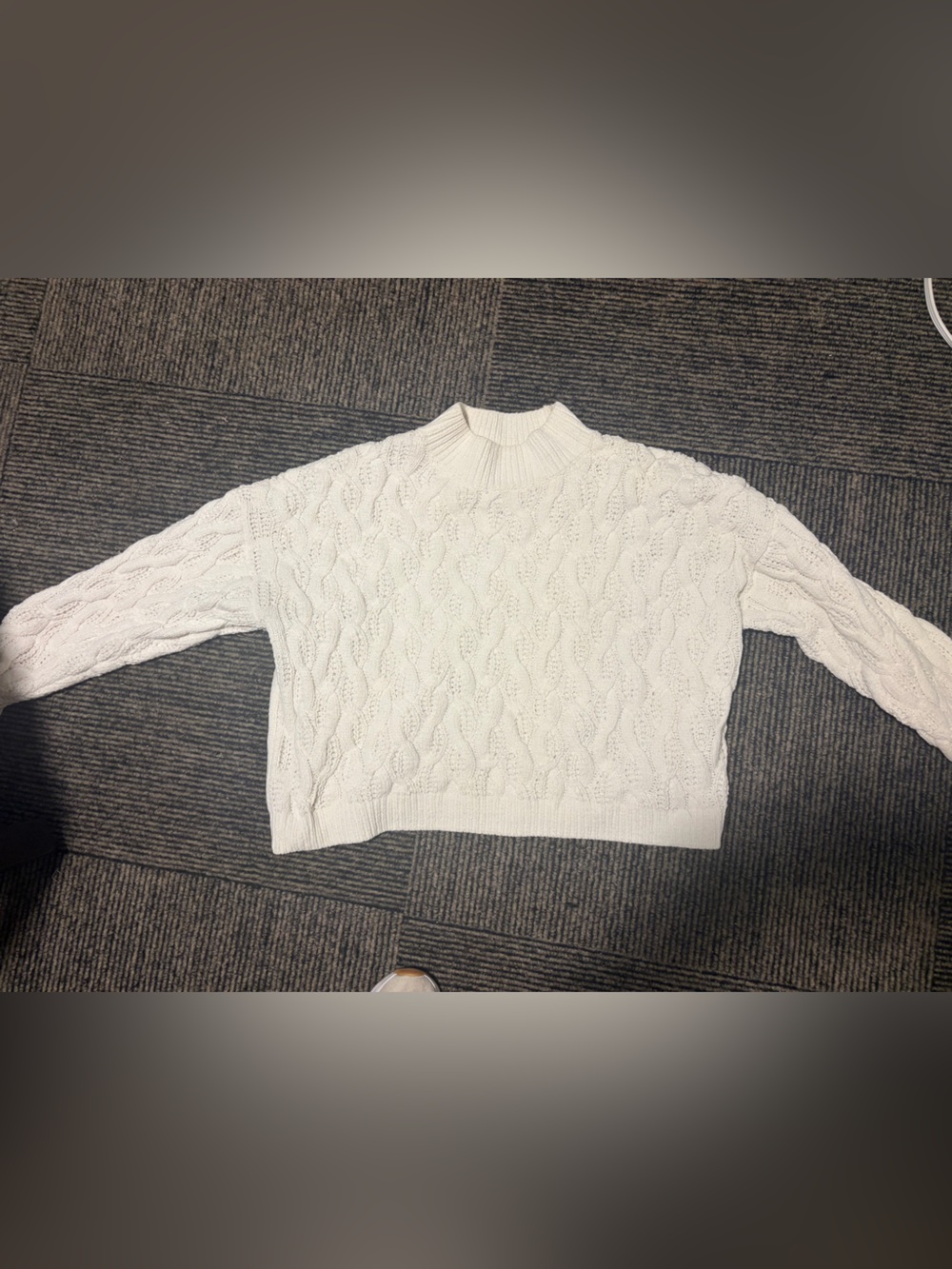 Primark Cream Cable Knit Mock Neck Sweater